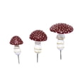 thumbnail image 2 of 3-Pack Red Glow-in-The-Dark Mushroom Figurines, Waterproof Resin Miniature Statues with Landscaping Stakes, Garden decorations Outdoor for Fairy Gardens, Patios, Yard Landscaping, 2 of 9