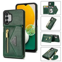 Dteck Wallet Case for Samsung Galaxy A13 5G with Crossbody Strap,Envelope Flip Leather Magnetic Back Flip Purse Case with Card Holder Zipper Pocket Stand Shoulder Strap for Galaxy A13 4G, Green
