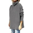thumbnail image 2 of Femmes Col Roulé Surdimensionné 2022 Longue Manche Chauve-Souris Renversé Ourlet Tricot Tunique Pull Tops, 2 of 4