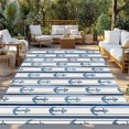 thumbnail image 3 of Fsddascl Navy Blue Anchor Nautical Outdoor Rug for Patio/Deck/Porch, Non-Slip Large Area Rug 6 x 9 Ft, Coastal Ocean Blue Striped Indoor Outdoor Rugs Washable Area Rugs, Camping Rug Carpet, 3 of 5