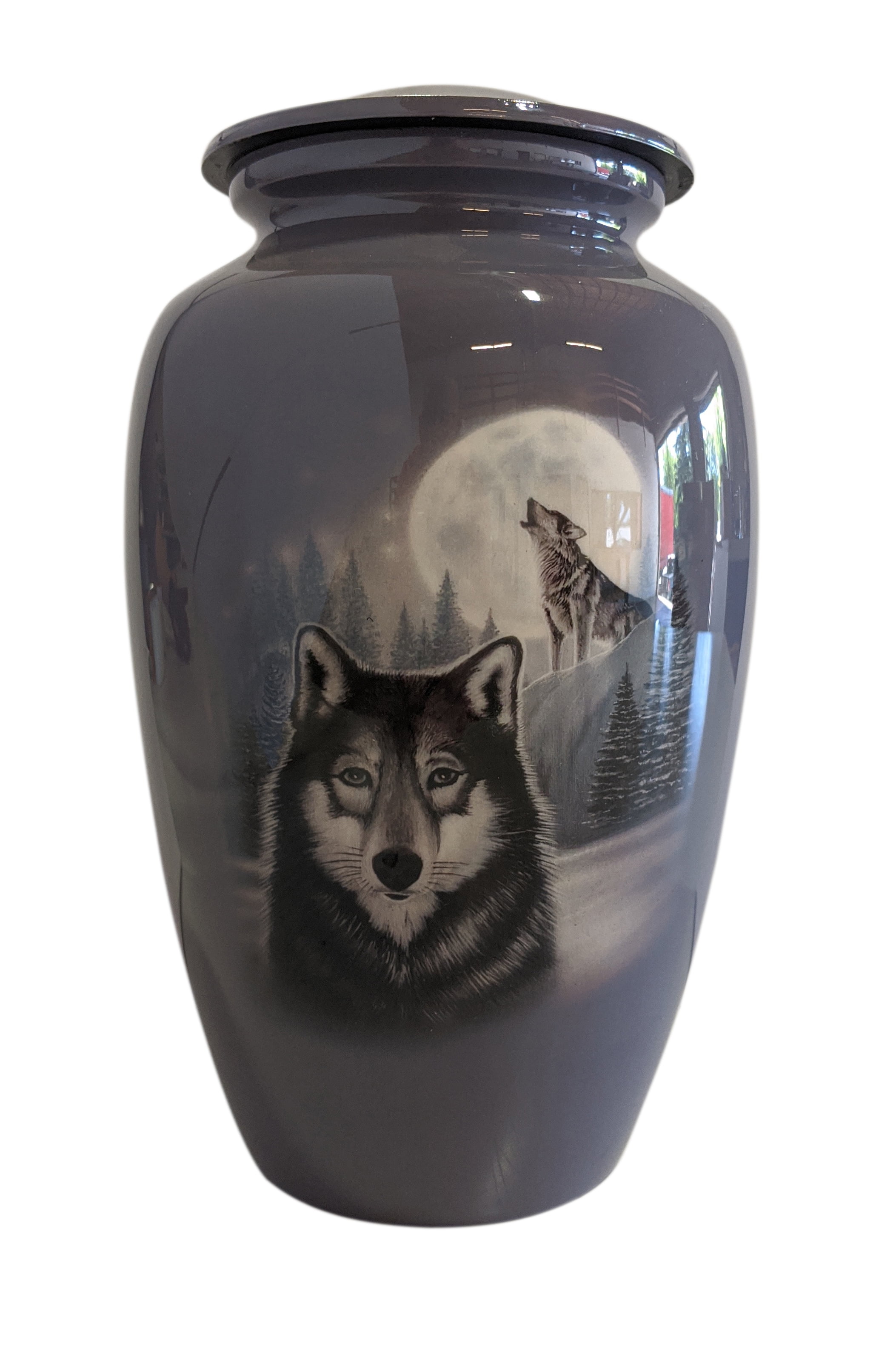 Urnsdirect2u Moonlit Wolf Adult Urn, 220 CI