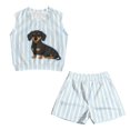 thumbnail image 4 of chaqlin Dachshund Stripes Girls 2 Piece Summer Outfits Kids Shorts Set O Neck Tank Tops and Soft Shorts with Pocket Kids Short Set for 5-14Y, 4 of 7