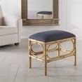 thumbnail image 2 of Maklaine Coastal Pine Wood & Fabric Small Bench in Navy and Blue, 2 of 6