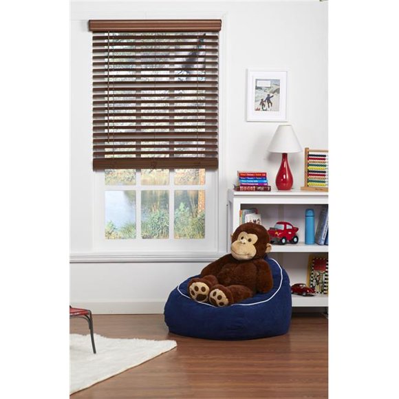 Safe Styles 2 in. Cordless Faux Wood Blind, Dark Oak - 62 x 48 in.