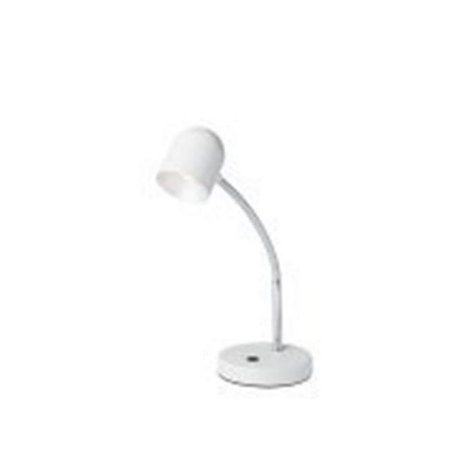 12.5" Tall Metal Goose Neck Table LED Lamp with Bowl-shaped Shade, Matte White finish
