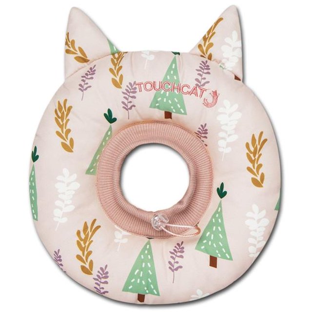 Pet Life CA1PKSM Touchcat Ringlet Licking & Scratching Adjustable Pillow Cat Neck Protector, Pink - Small