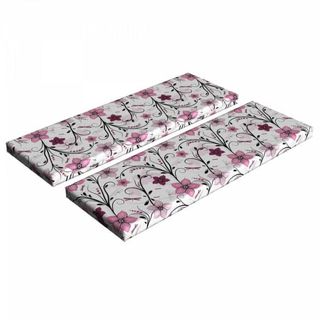 

Dragonfly Bench Cushion Set of 2 Shabby Form Floral Swirled Leaves and Florets Illustration Standard Size Foam Pad and Decorative Cover Pale Pink Dried Rose by Ambesonne