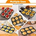 thumbnail image 4 of Vesteel Muffin Top Pans Set of 2, 6-Cup Stainless Steel Cupcake Pan for Baking, 11” x 7.5” Regular Size Metal Pan Tin Tray for Mini Cake Cookie Egg Hamburger, Oven Safe, 4 of 7