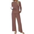 thumbnail image 6 of UVN Fall Womens 2 Piece Pajamas Set Loungewear Long Sleeve Tops and Pants Soft Lounge Sets, 6 of 9