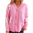 thumbnail image 3 of Sentmoon Cardigan Plus Size V Neck Long Sleeve Short Sleeve Sweater for Women Button up with Pattern Loose Knitted Spring Tops for Women Fall and Winter for Oversized Comfy Pullover S, 3 of 7
