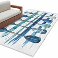 thumbnail image 3 of 4x6 Area Rugs, Lake Paddles Non-Skid Rubber Backing Large Rectangle Rugs - Living Room Bedroom Home Office, Summer Watercolor Teal Blue Striped Indoor Floor Mat Carpets Washable Rug, 3 of 9