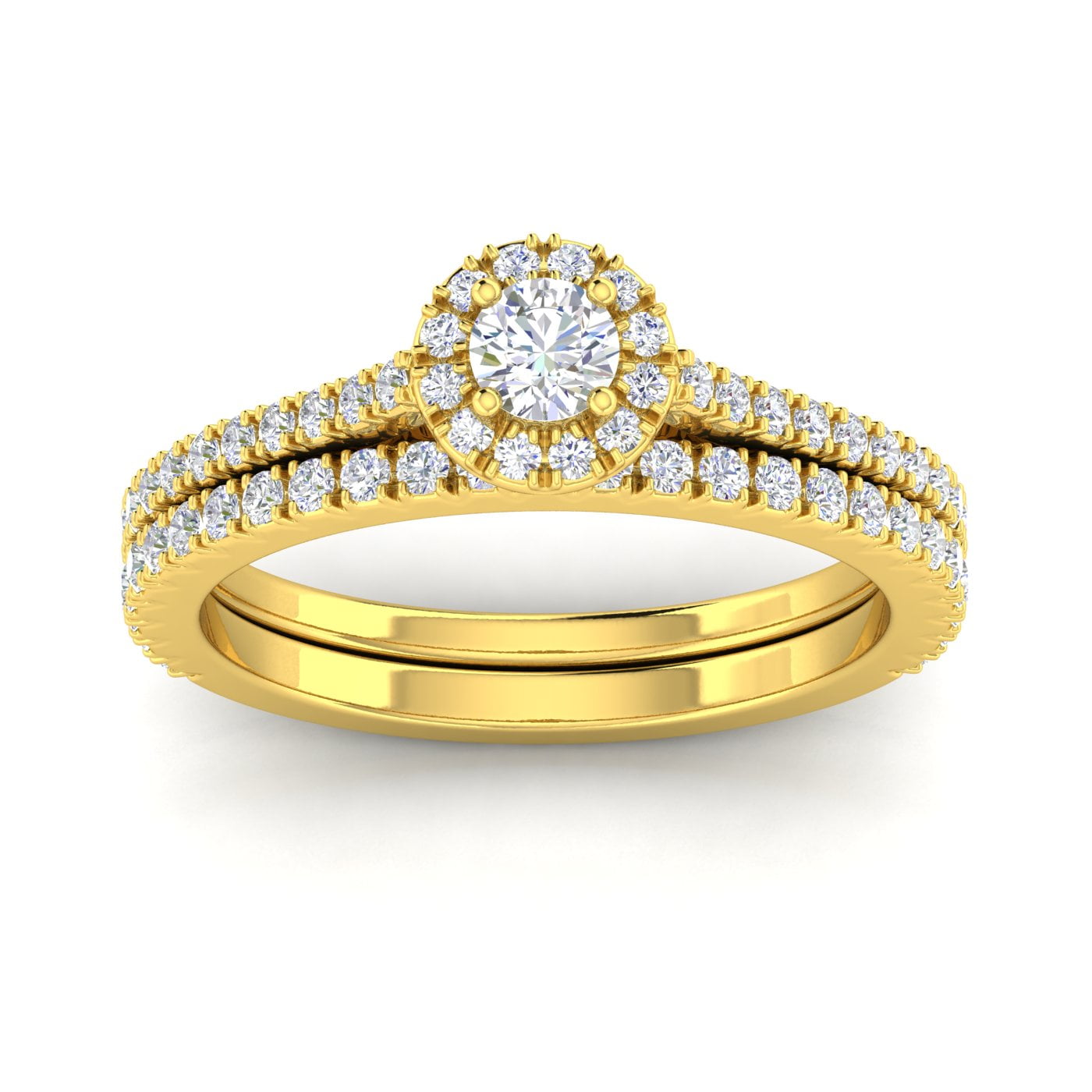 1/4 cttw,H- I-J, I1-I2 JewelMore 14k Princess-Cut Diamond Bridal Wedding Band Ring White Gold or Yellow Gold
