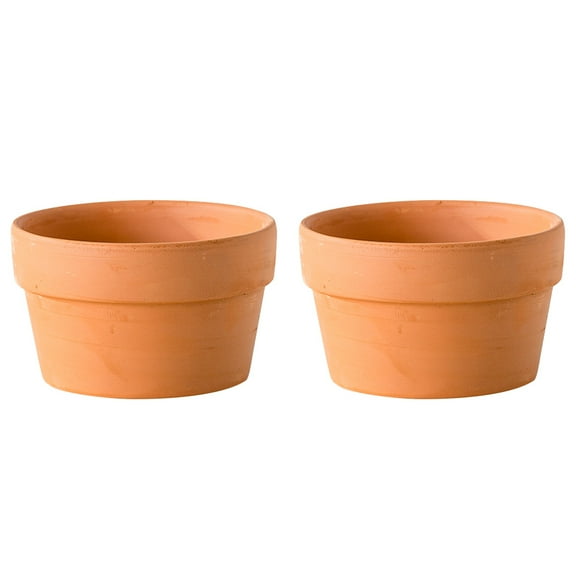 2Pcs Cactus Plant Containers Garden Bonsai Terracotta Pots with Drainage Hole