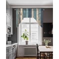 thumbnail image 4 of Teal Beige Stripe Kitchen Swag Valances for Windows, Farmhouse Vintage Wooden Grain Swag Valances Curtains for Living Room, Rod Pocket Window Treatments for Bathroom, Bedroom, Cafe, 56"x36", 4 of 6