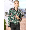 thumbnail image 2 of INSPIRE CHIC Blouson Bomber Court à Imprimés Floraux pour Femme à Col Montant à Fermeture à Glissière, 2 of 4