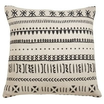 Fennco Styles Eclectic Mud Cloth Pattern Design 100% Cotton Throw Pillow Cover 22 x 22 Inch - Natural