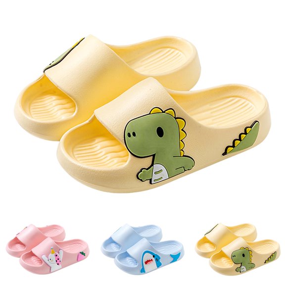 WUANDIXFA Kids Toddler Boys Girls Shower Slippers Cloud Slide Summer Soft Bottom Non Slip Quick Drying Water Shoes (Yellow, 12.5)