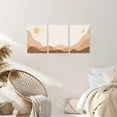 thumbnail image 5 of Boho Wall Art Set of 3, Framed Canvas Wall Art Sun Moon Rising on the Mountain Geometric Nature Illustrations Line Art Wall, Mid-Century Modern Prints, Office, 12"x16" Watercolor, 5 of 6