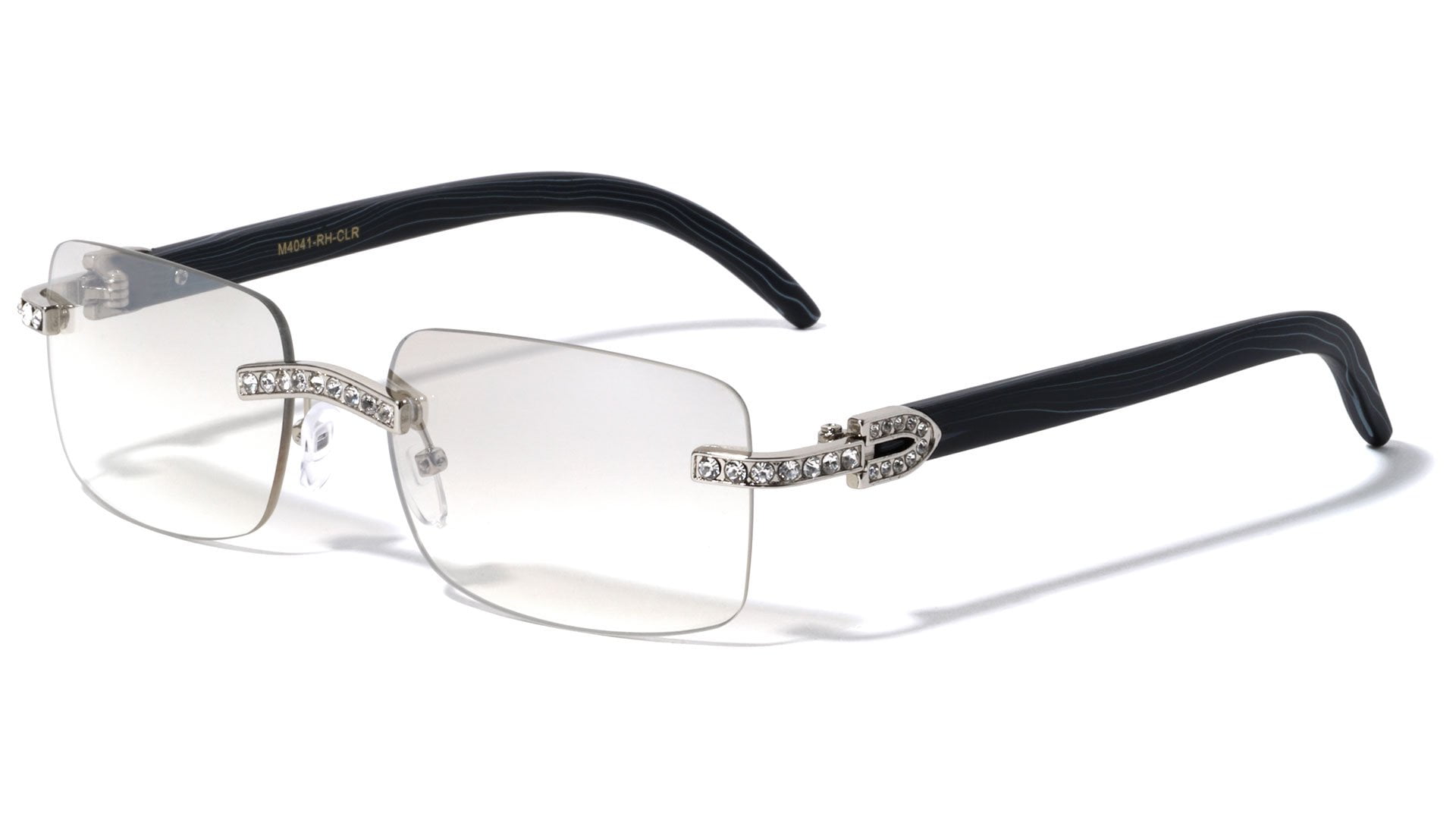 Case Glasses Frame for Men Metal Half Frame Rectangular Clear Lens Non-prescription