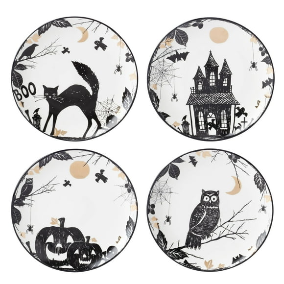 Juego de platos Lenox Vintage Halloween Haunted Porcelain, 4 piezas