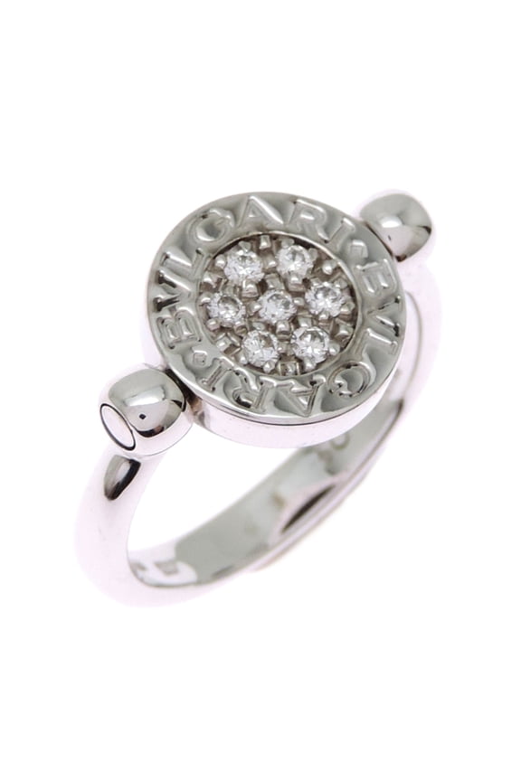 Pre-Owned Bvlgari Flip Diamond Onyx Ring #50 Women's 750 White Gold Black