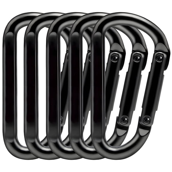 5pcs Heavy Duty Carabiner Keychain Clip,Steel Carabiners 860lbs 3.15in D Shaped Spring Hook Small Clips For Hammocks,Hiking,Keychains,Outdoors And Gym,Dog Leash And Key Ring