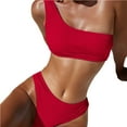thumbnail image 1 of ENJOYW 2 Pcs/Set Bikini Set One Shoulder High Waist Soft Comfortable Swimwear Set for SpaPolyester, 1 of 7