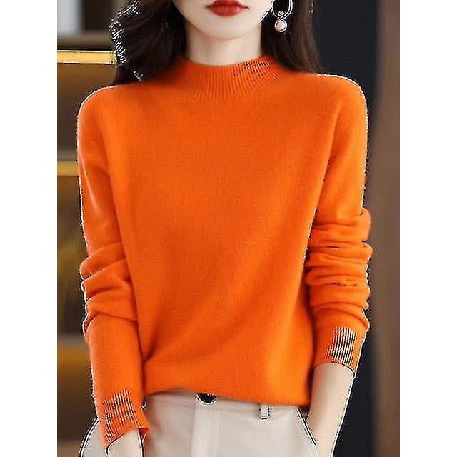 Chandail en Cachemire 100 % Laine pour Femmes Chandail Tricoté Col Manches Vêtements Chauds Hauts
