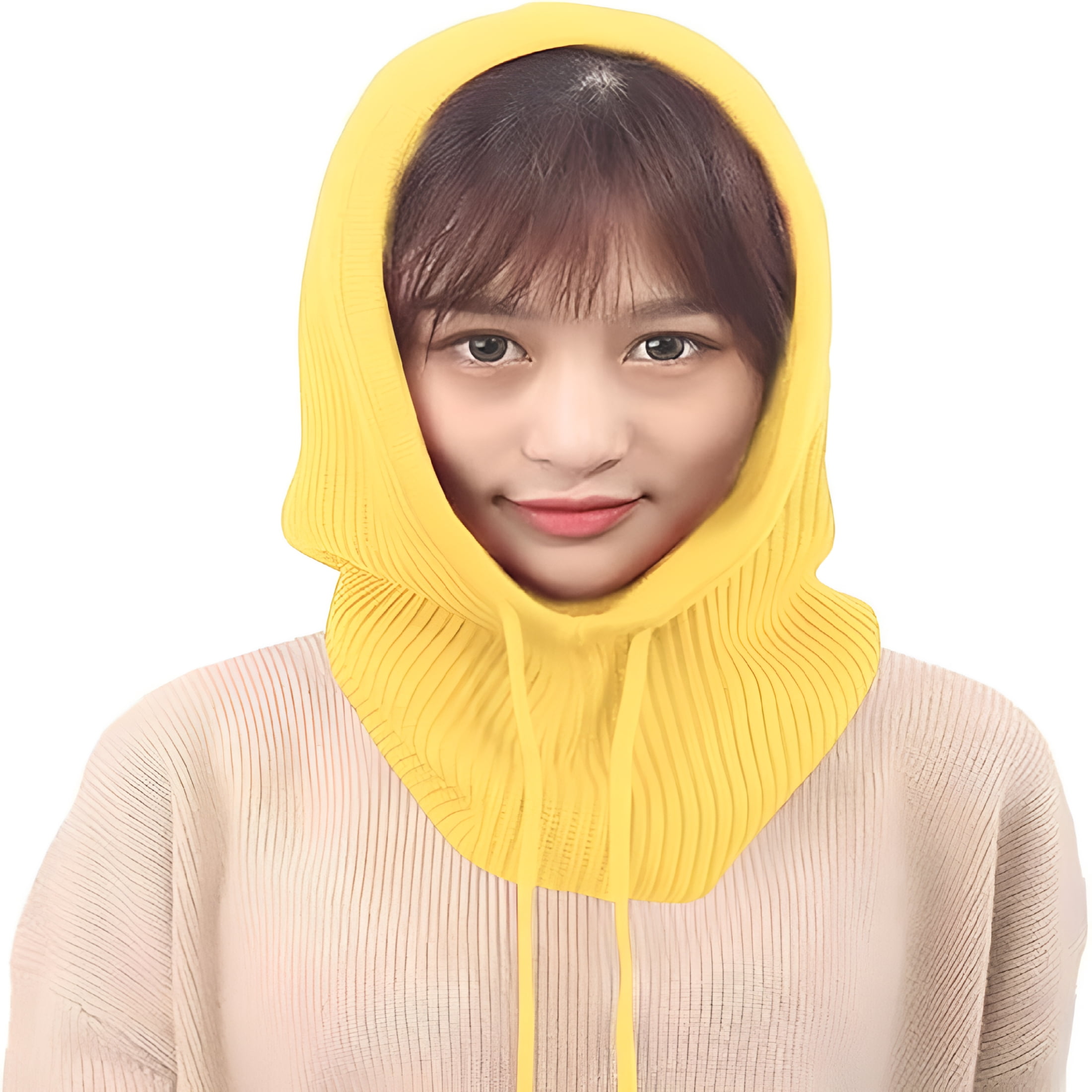 TELOLY 2026 New Women Hood Hat Winter Cashmere Knitted Beanie Hats Ski Mask Ski Cap Outdoor - Yellow - for Cold Weather Cashmere Hats for Women Winter