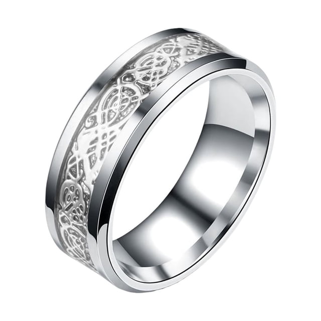 Qarigey Anillo para hombre, chapado en acero inoxidable, decorativo, para adultos, joyería de mano, decoración informal para festivales, regalo Ropa, zapatos y accesorios Miscelánea Plata Talla 8 Qarigey AP014587-03