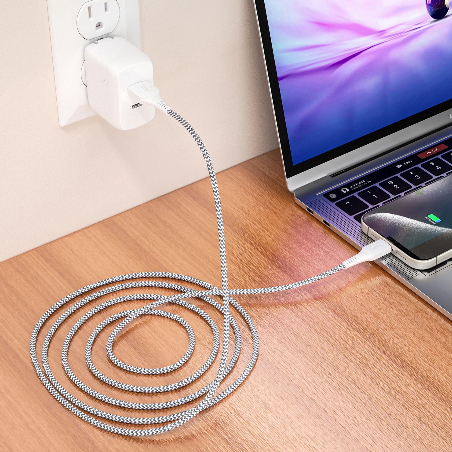 Câble USB tressé à haut débit certifié USB-C vers USB de 1,8 m/6 pi de Onn.