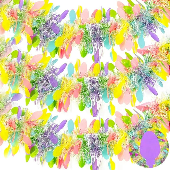 6.6FT Easter Tinsel Garland, Colorful Fringe Easter Hanging Garland, Decorations for Easter Party Wedding New Years Home Indoor Outdoor