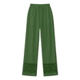 thumbnail image 5 of Womens Cotton Linen High Waist Wide Leg Pants for Summer Casual Palazzo Trousers Lightweight Lace Lounge Pants with Pockets Army Green L(L), 5 of 5