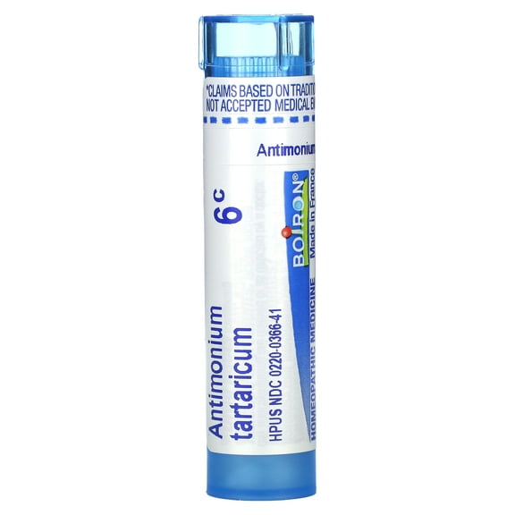 Boiron Antimonium Tartaricum 6C, Homeopathic Medicine for Thick Mucus And Non Productive Cough, 80 Pellets