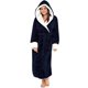 thumbnail image 2 of Albornoz de forro polar Sherpa para mujer, bata suave con capucha, bata de baño de remolque esponjosa, 2 of 4
