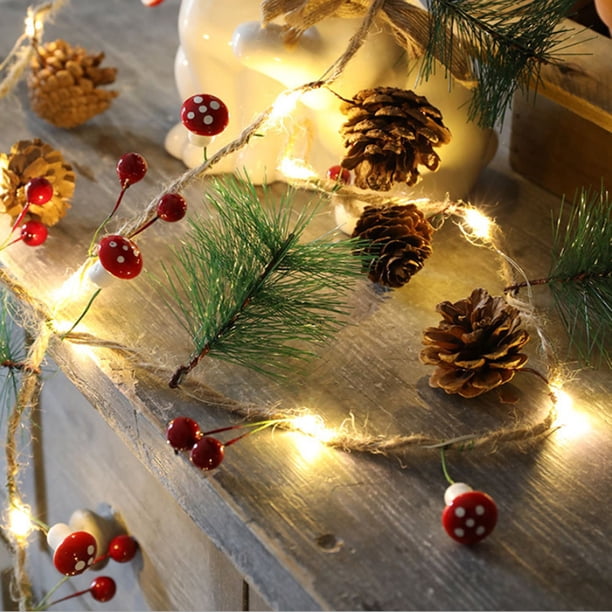 leyfeng Cadena de luces LED de Navidad con pilas 6,6 pies 20 LED luz blanca cálida árbol de Navidad decorativo