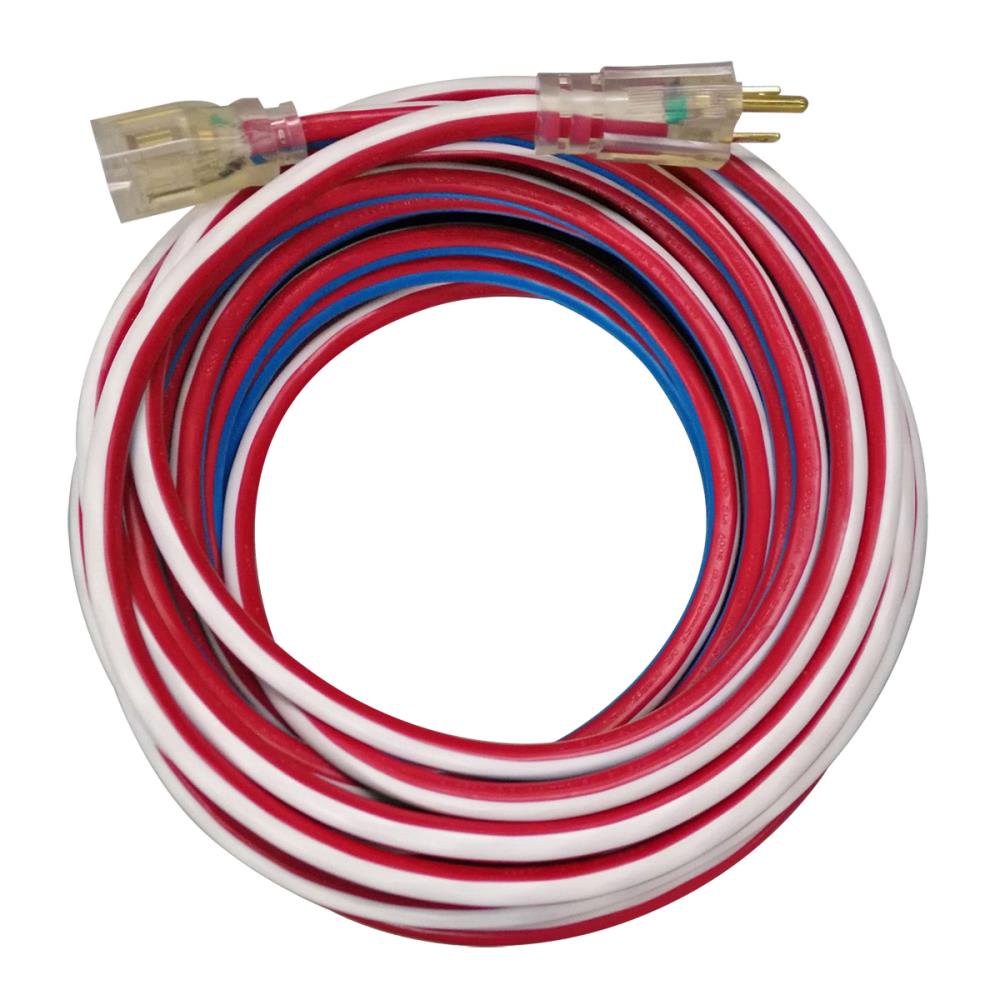 Voltec0500159 100 ft 12/3 SJTW Red/White/Blue UGround Kwik Kustom