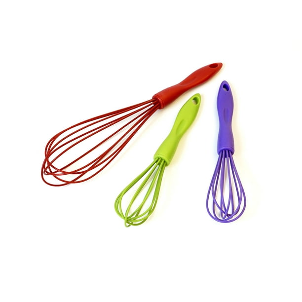 Mainstays Multi Colored Silicone Whisks, 3 Piece