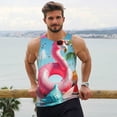 thumbnail image 6 of Pofeuu Tropical Flamingo Pool Float Print Men's Workout Tank Tops Sleeveless Muscle Gym Shirt Quick Dry-4X-Large, 6 of 7