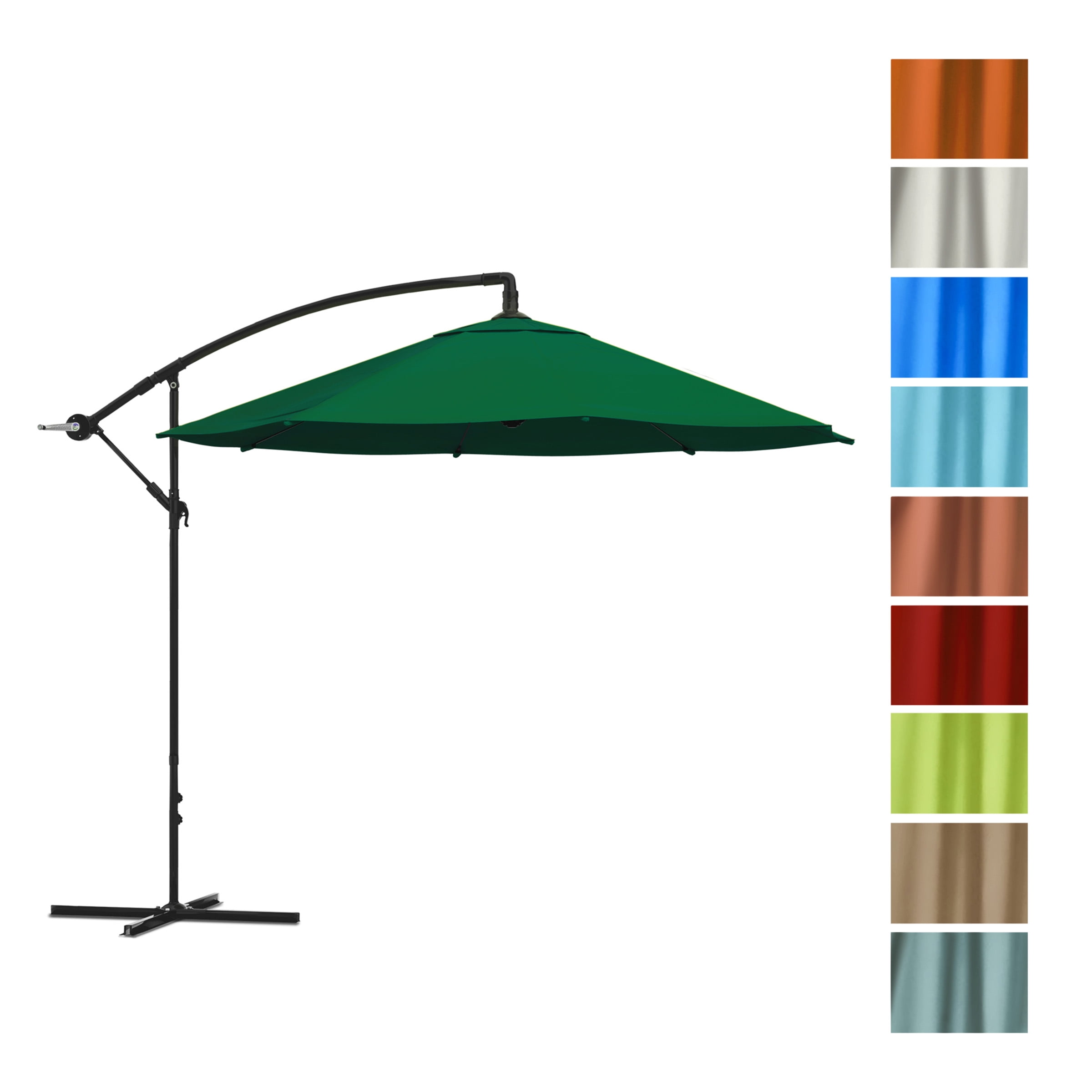 Pure Garden 10-Foot Offset Patio Umbrella with Crank and Base (Hunter Green)