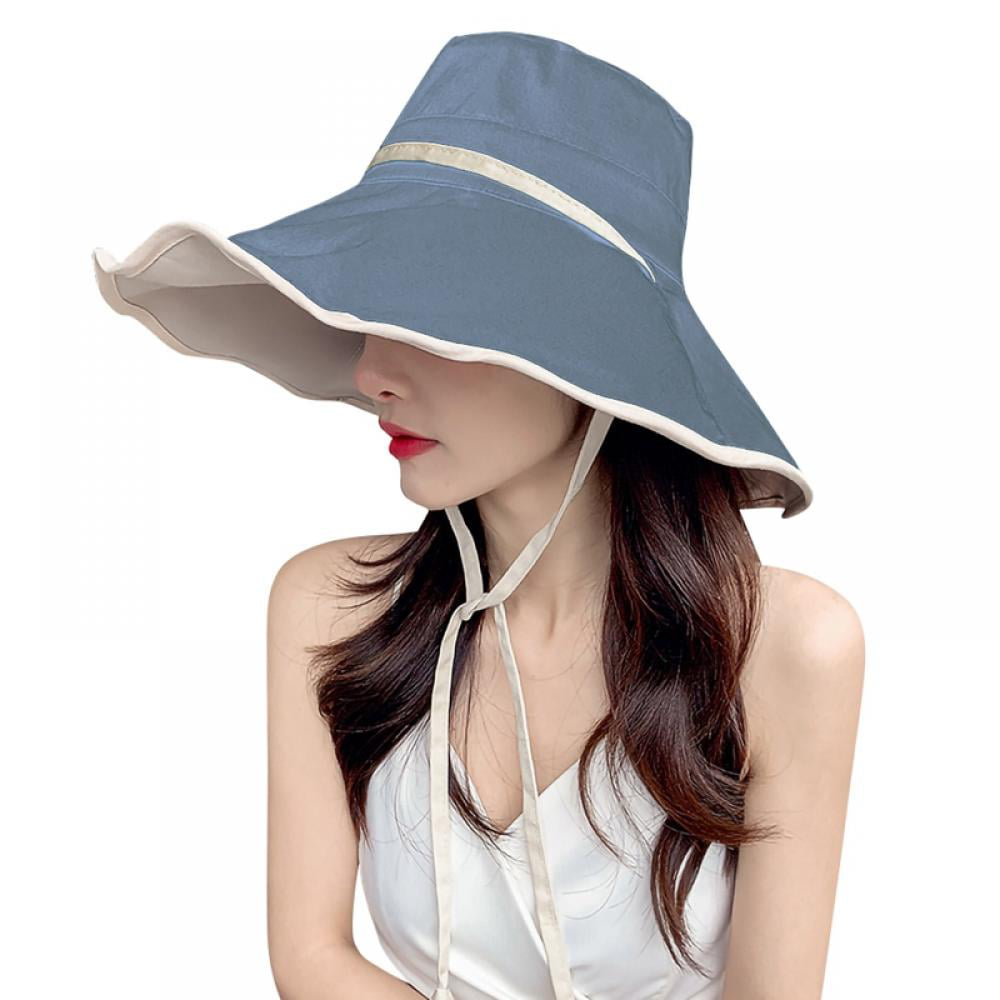 Womens Wide Brim Beach Summer Sun Hat UV Sun Protection Packable Reversible Bucket Hat Sun Hat for Women