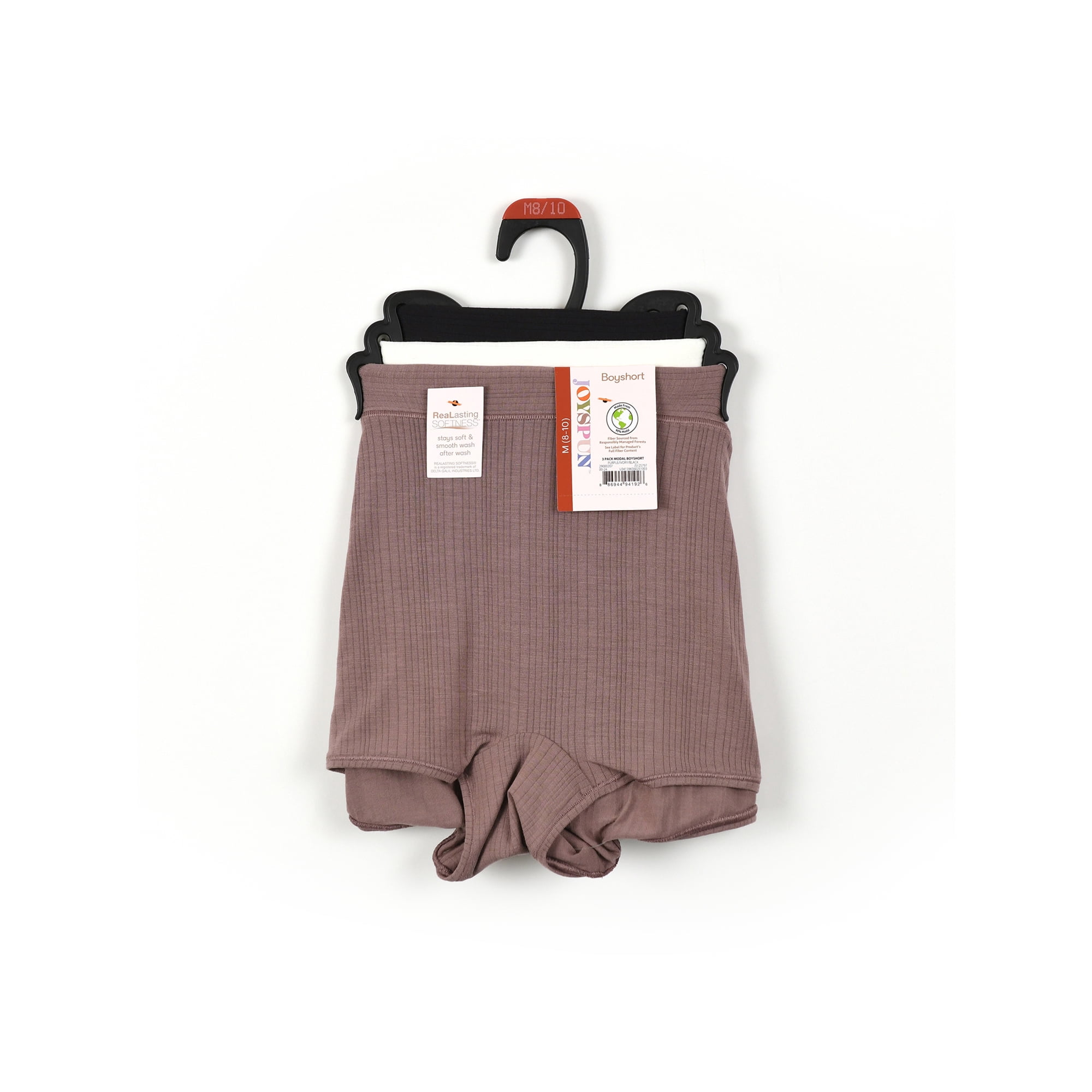 Joyspun Women’s Modal Boyshort Panties, 3-Pack, Sizes XS to 3XL