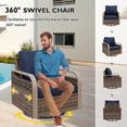 thumbnail image 4 of EAGLE PEAK Wicker Bistro Table and Chairs Set of 3, Outdoor Bistro Set, 3 Piece Patio Furniture Set w/ 360° Wicker Swivel Rocking Chairs & Side Table, Brown/Blue, 4 of 8