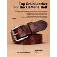 thumbnail image 4 of Catelles Durable Brown Leather Belt with A Silver Pin Buckle, Suitable for Daily Office Use, Gift Box Set with Punch Tool&For waist 44 in Width 1.5 in(3.8cm), 4 of 10