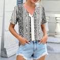 thumbnail image 4 of Staron Women's Printed Short Sleeve V Neck Blouse Casual Loose Tunic Top Spring Summer Fashion Shirt, White S, 4 of 7