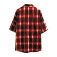 thumbnail image 4 of Shirts for Men Plaid Short Sleeve Button Down Lapel Blouses Outdoor Breathable Casual Loose Summer Tops Red XXL, 4 of 4