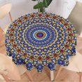 thumbnail image 2 of Boho Mandala Tablecloth, Abstract Ethnic Round Tablecloth Vintage Navy Blue Indian Print Table Cover for Holiday Parties Kitchen Dining Picnic Indoor Outdoor, Round(60x60in), 2 of 6