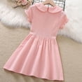 thumbnail image 4 of Posijego Girls Uniform Dresses Cotton Short Sleeve School Uniforms Summer Casual A-Line Mini Dresses 5-12 Years, 4 of 9