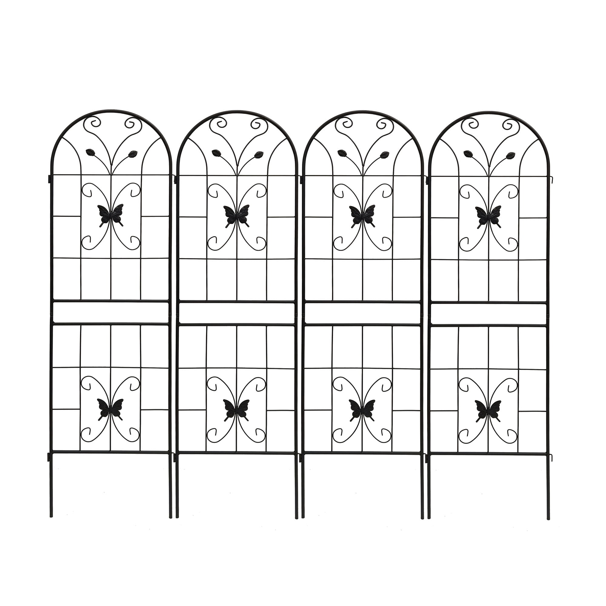 Heavy Duty Rustproof Black Iron Garden Trellis 4 Pack  71" x 19.7" For Potted Plant Support & Climbing Vines