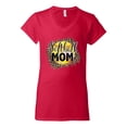 thumbnail image 3 of Softball Mom Animal Print Girl Sports Women's Standard V-Neck Tee, Red, XX-Large, 3 of 5